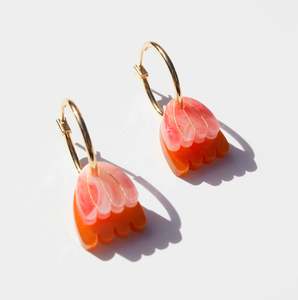 Hagen Co: Hagen & Co Palm Earrings - Coral