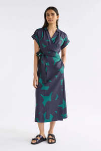 Clothing Footwear Sale: Elk Minnen Wrap Dress -Teal Tera