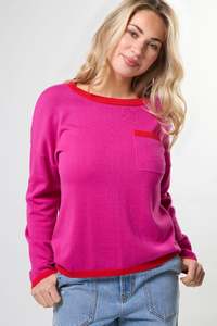 Stella and Gemma Street Pocket Jumper - Crimson Crush