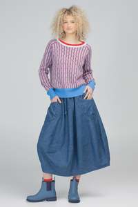 Skirts: Boom Shankar Guru Skirt - Mid Wash Denim