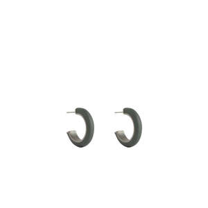 Elk Emal Mini Hoop Earrings -  Dark Olive