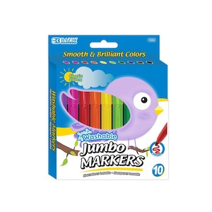 Dollar: BAZIC 10 Classic Colors Broad Line Jumbo Washable Markers (Product Of USA)