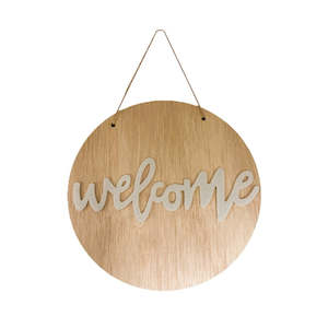 Best Interior Design: Wood Wall Hanging Round - Welcome