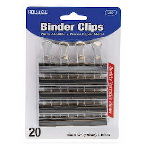 Stationery Near Me: BAZIC Small 3/4" (19mm) Black Binder Clip (Product of USA)