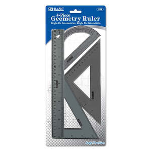 Stationery Near Me: BAZIC 4 Piece Geometry Ruler Combination Sets (Product of USA)