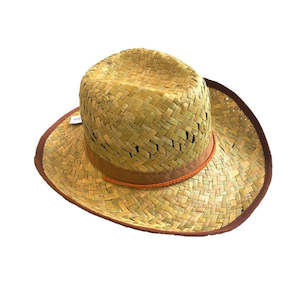 Flax/Seagrass Cowboy Hat Dakota style with brown edge