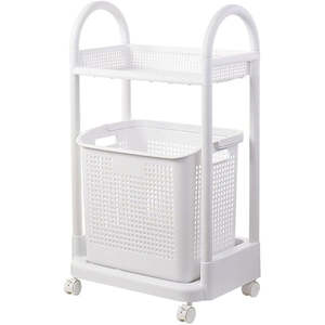 Laundry Room Storage: Laundry trolley with shelf & Basket