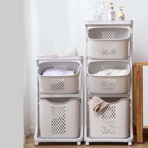 Laundry Room Storage: 3 Tier Laundry trolley with removable basket