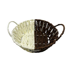 Fabric Bins: Handmade Paper Thread Basket With Handle- Round (L)