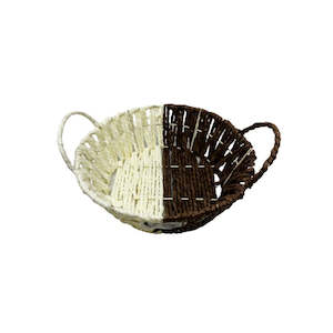 Handmade Paper Thread Basket With Handle- Round (M)