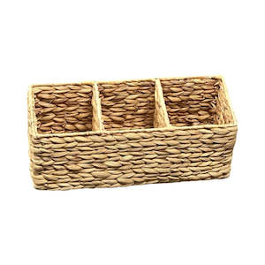 Fabric Bins: Water Hyacinth Basket 3 Partition