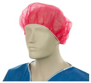 Derby Hat: Polypropylene Bouffant Hats - Red, 610mm Wide, 12gsm (600) *For Larger Hair Styles