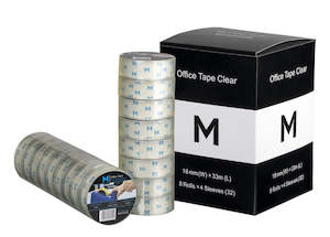 Acrylic Office Tape - Clear, 18mm x 33m x 45mu, 25.4mm Core (128) *Small Core