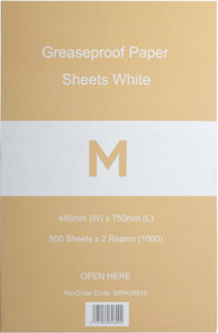 Tableware: Greaseproof Paper Sheets Small - White, 380mm x 480mm, 40gsm (1000)