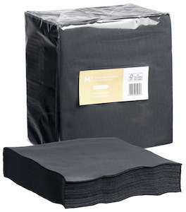 Tableware: Quilted Dinner Napkins 1/4 Fold - Black, 400mm x 400mm, 2 Ply, FSC Mix® (800)
