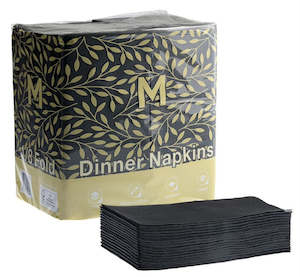 Tableware: Quilted Dinner Napkins 1/8 Fold - Black, 400mm x 400mm, 2 Ply, FSC Mix® (800)