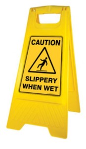 Cleaning Utensils: Safety Sign Slippery When Wet - Yellow, 290mm x 660mm (10)