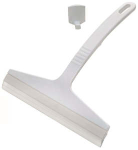 Cleaning Utensils: Bathroom Squeegee - White, Includes Hook (6)
