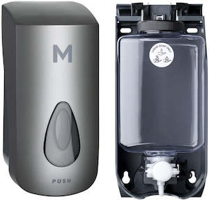 Liquid Wall Dispenser - Silver, 1000ml Capacity (1) + Includes Empty Cartridge