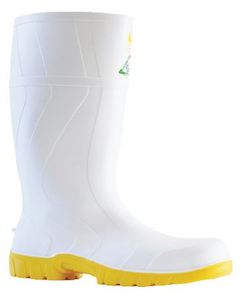 Industrial PVC Gumboots - White/Yellow, Size 7 (5) *Steel Toe Cap + Steel Midsole