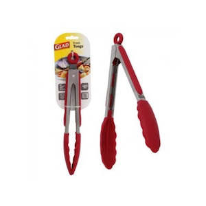 New Collection: GLAD 12" STAINLESS STEEL TONGS, RED (Product of USA)