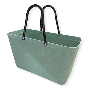 Linen patterns Green Shopping basket with handl...