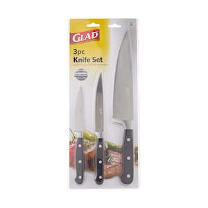 GLAD ESSENTIALS 3PC KNIFE SET (CHEF, UTILITY, PARING) (Product of USA)