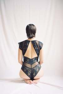 Lingerie: Amara Black Leaf Bodysuit