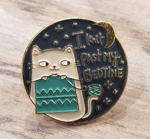 I Knit Past My Bedtime enamel pin