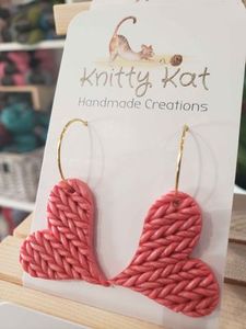 Products: Knittykat earrings - knitting themed earrings