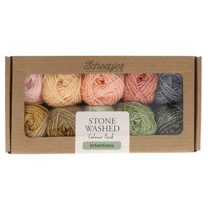 Products: Scheepjes Stone Washed colour packs - sport weight, x10 mini 25gm balls per pack
