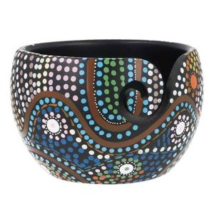 Scheepjes Yarn bowl mango wood 11x12.5cm Dot Painting