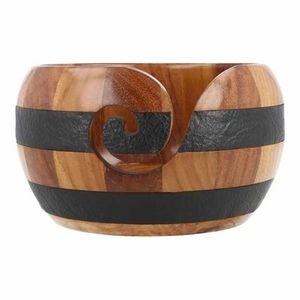 Scheepjes Yarn Bowl teak-rosewood & leather 15x9cm