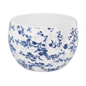 Scheepjes yarn bowl, blue leaf design