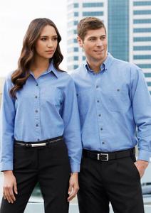 Products: Ladies Wrinkle Free Chambray Long Sleeve Shirt