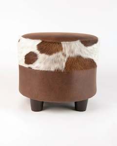 Small Footstools: Cowhide Round Footstool #2 40x40x36cm