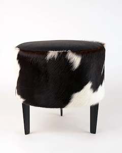 Cowhide Round Footstool #3 35x35x34cm