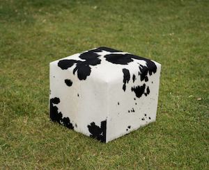 Small Footstools: Cowhide Cube #6 with Invisible Button Glides 50x50x40cm