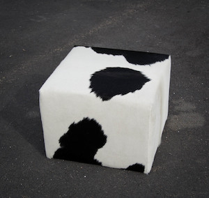 Cowhide Cube #2 with Invisible Button Glides 50x50x40cm