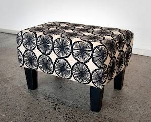 Small Footstools: Fabric Footstool with Wood Legs 55x40x37cm