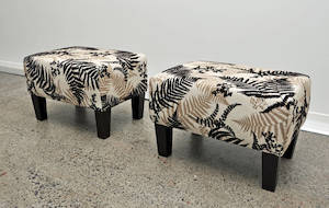 Small Footstools: Fern Fabric Footstool with Wood Legs 55x40x37cm