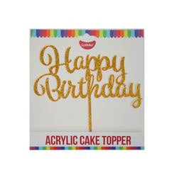 Frontpage: Cake Topper - Happy Birthday (Glitter Gold Acrylic)