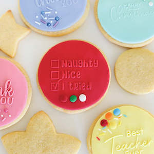 Cake Essentials: Cookie Embosser Stamp - Naughty Nice Tried