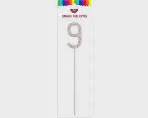 Cake Topper: Diamante Cake Topper (Silver) - Number 9