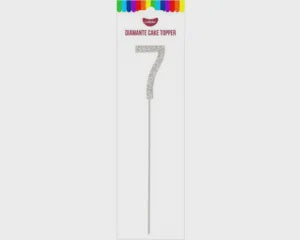 Cake Topper: Diamante Cake Topper (Silver) - Number 7