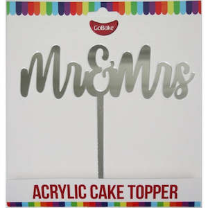 Cake Topper: Cake Topper - Mr & Mrs (Silver Acrylic)