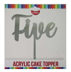 Cake Topper: Cake Topper - Five (Silver Acrylic)