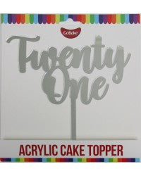 Cake Topper: Cake Topper - Twenty One (Silver Acrylic)