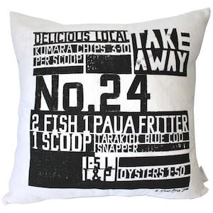 Gorgi In The News Art Cushion by Nikki Apse: White Linen