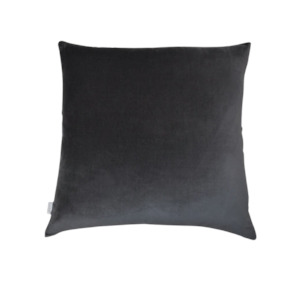 Velvets: Gorgi Oversized Velvet Cushion in Charcoal with Linen Backing